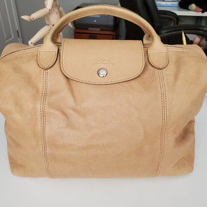 Longchamp Le Pliage Cuir Medium Natural